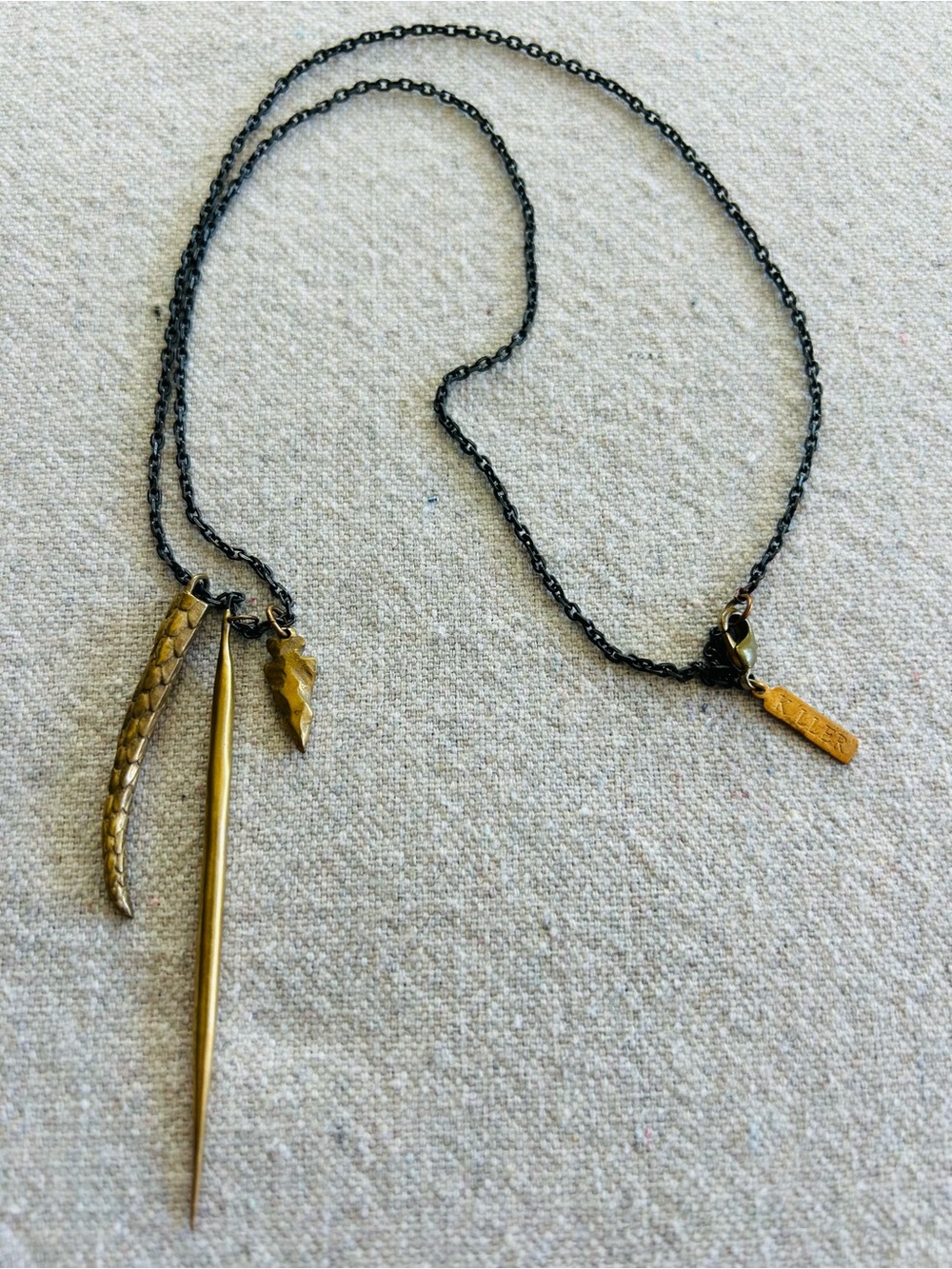K/LLER hand-cast recycled brass charms necklace